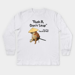 The Art Of War Meme Rush B CSGO Samurai Doge Kids Long Sleeve T-Shirt